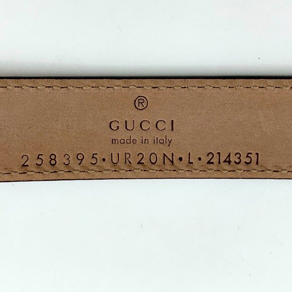 H18724 Gucci color matching strawberry print logo smooth buckle belt 2*72cm new - Picture 5 of 6